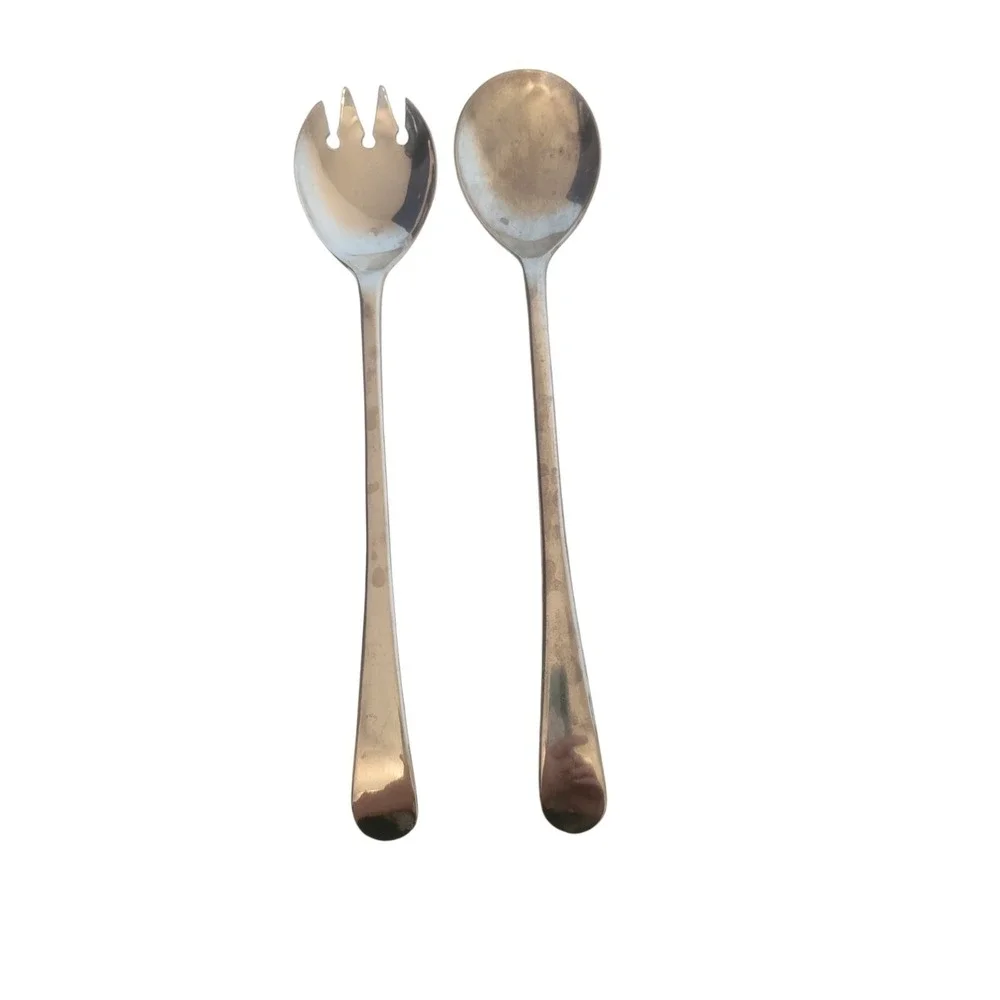 Vintage Italian‎ Silverplate Salad Serving Set Large Spoon & Fork 9
